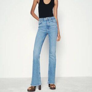 Zara Light Blue Flare Full Length Jeans